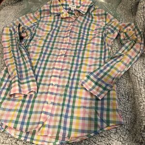 J. Crew Shirt Top Womens Pastel Rainbow Gingham Button Up Long Sleeve NWT Small